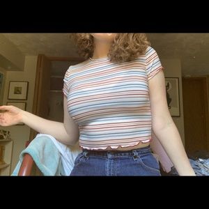 Cropped striped tee.